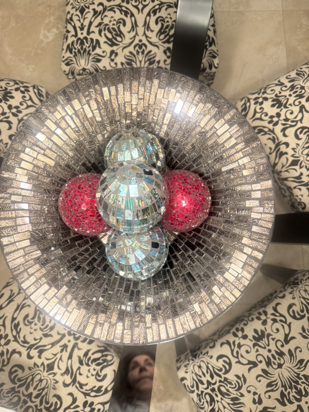 Mosaic Glass Decorative Bowl/centerpiece with Balls