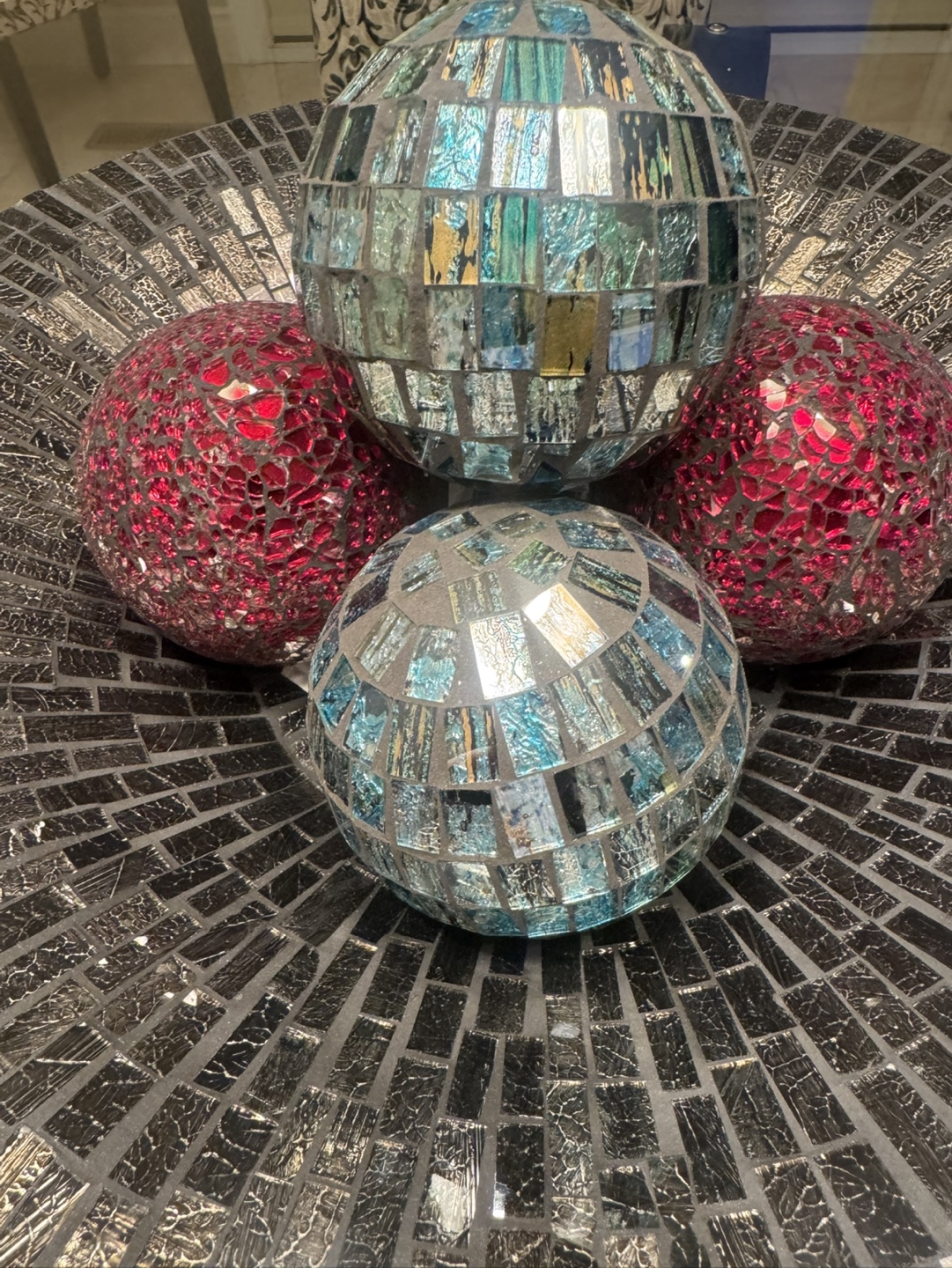 Mosaic Glass Decorative Bowl/centerpiece with Balls - photo 2