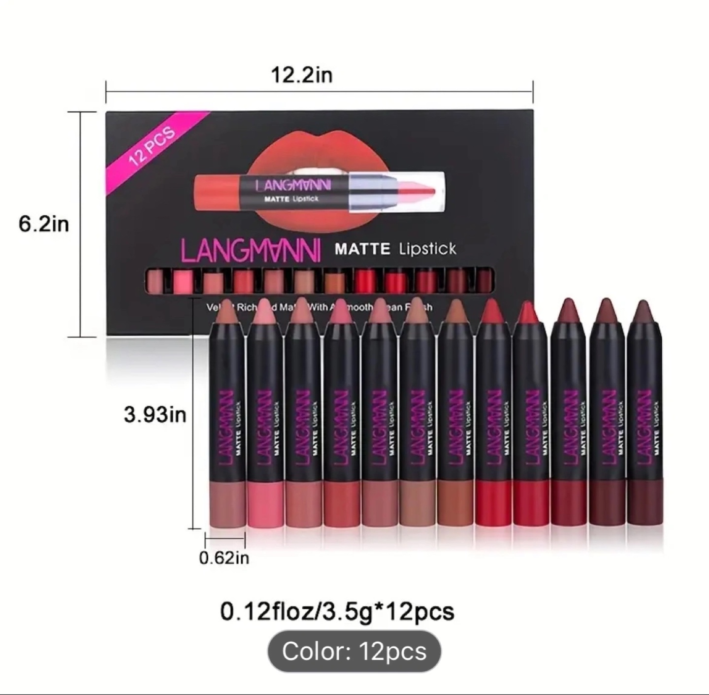 LANGMANNI Matte Lipstick Set - 12 Colors - photo 4
