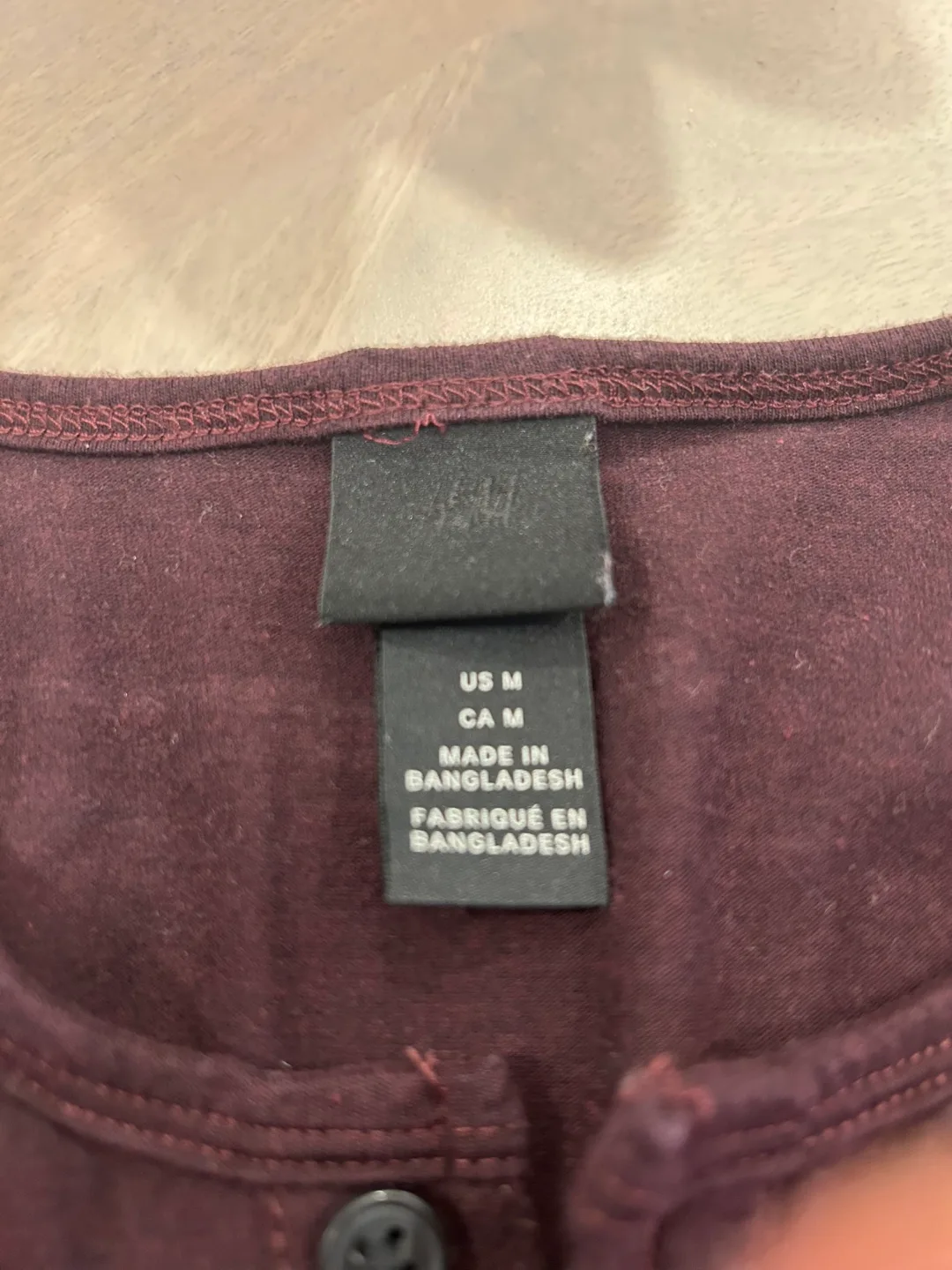 H&M Men's Maroon and Black Long Sleeve Henley image indicator(2)