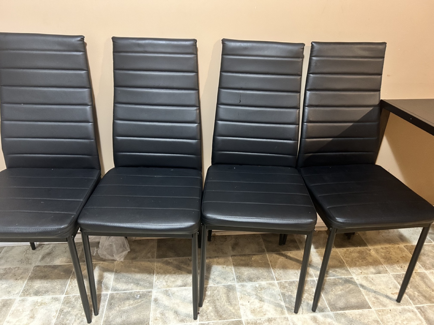 Black Glass Dining Table and Four Chairs Set - photo 2