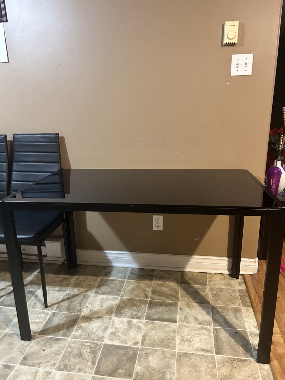 Black Glass Dining Table and Four Chairs Set - photo 3