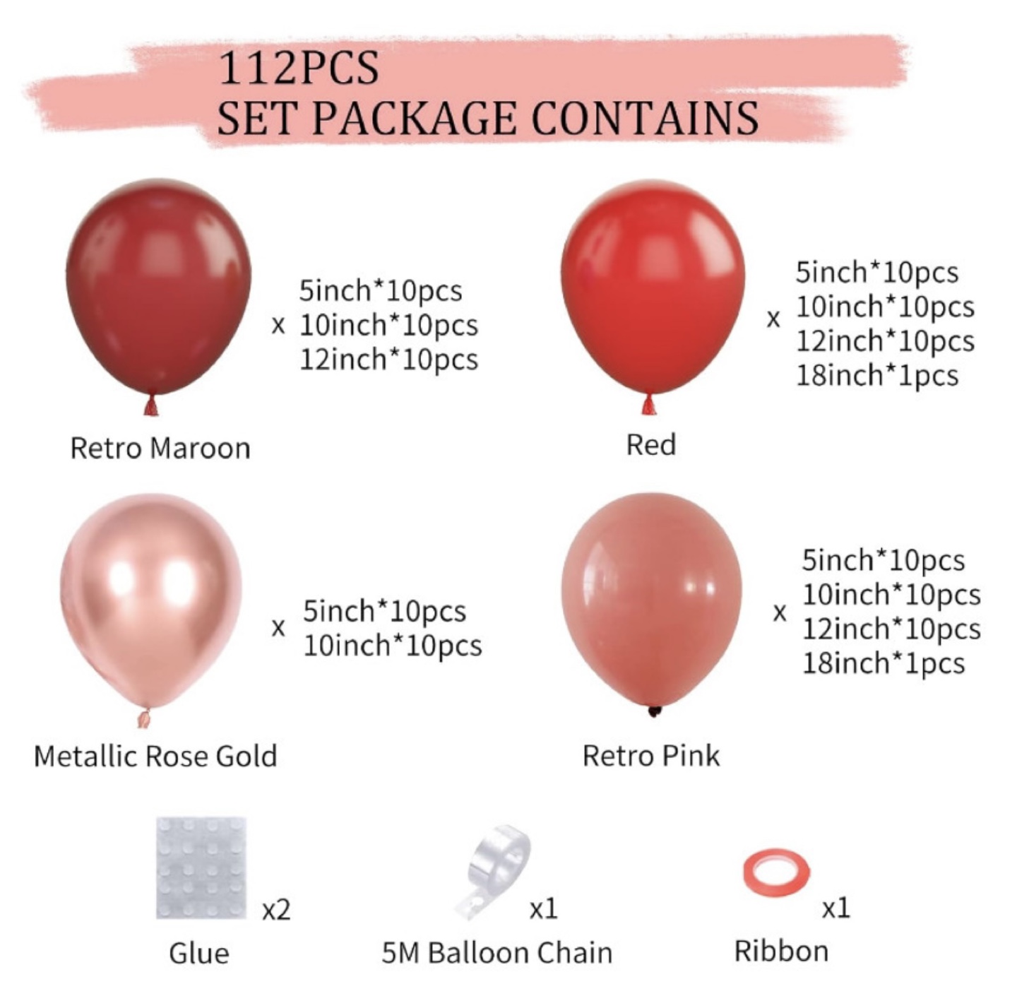 112pc red and pink balloon garland kit - photo 2