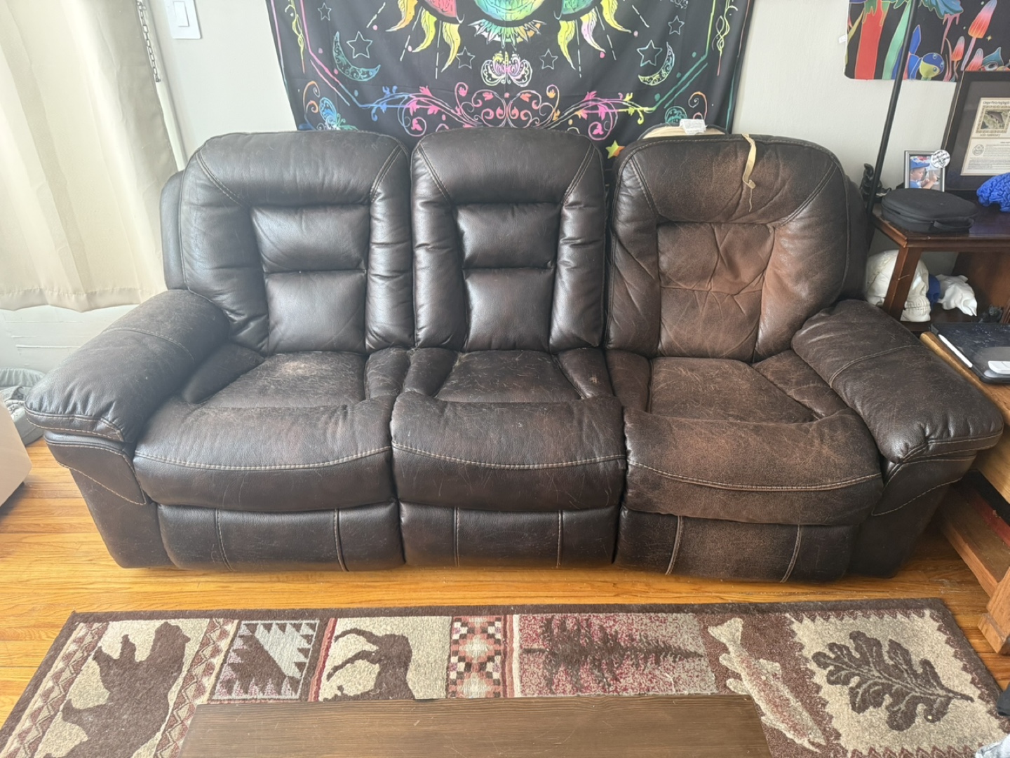 Brown Reclining Sofa