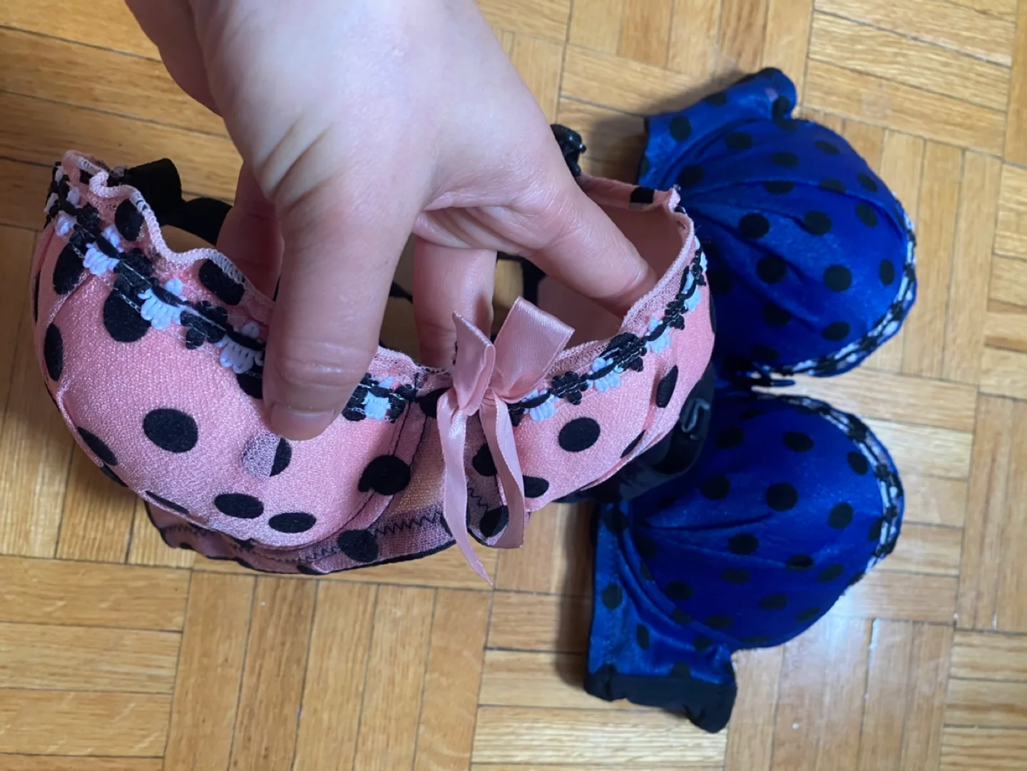 2x Polka Dot Push-Up Bras - Size 34/75 ❤️ image indicator(2)