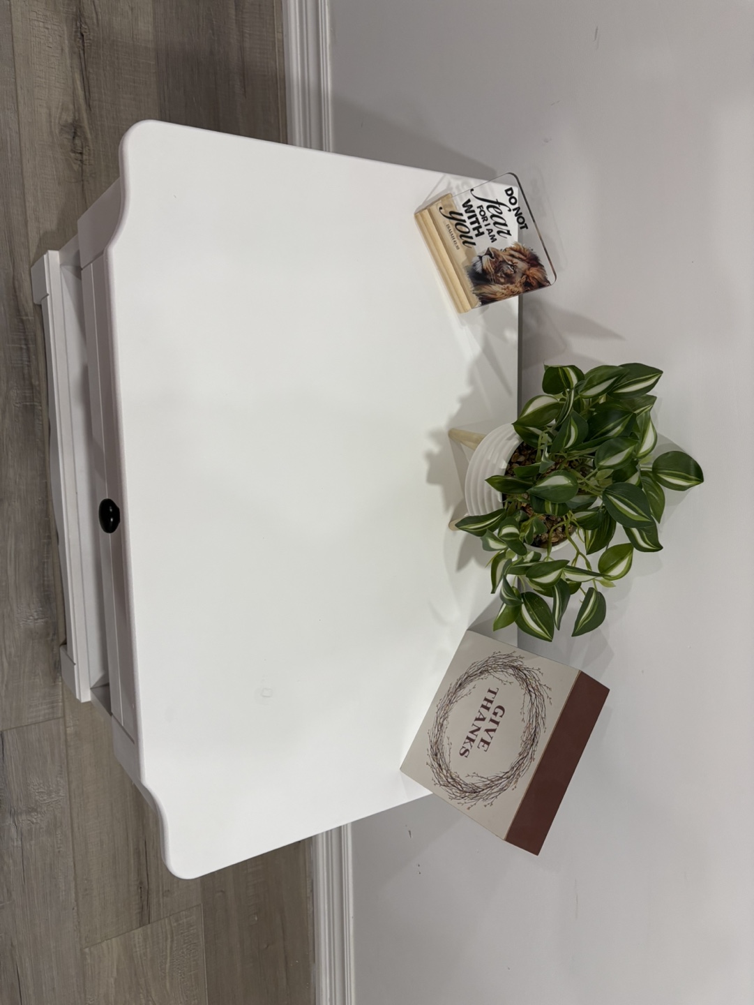 White Nightstand with Drawer and Shelf - photo 3