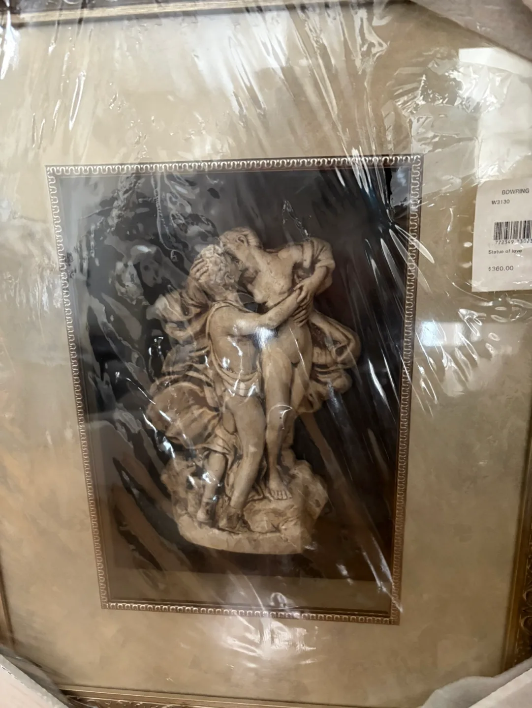Beautiful Framed Sculpture of Embracing Lovers image indicator(2)