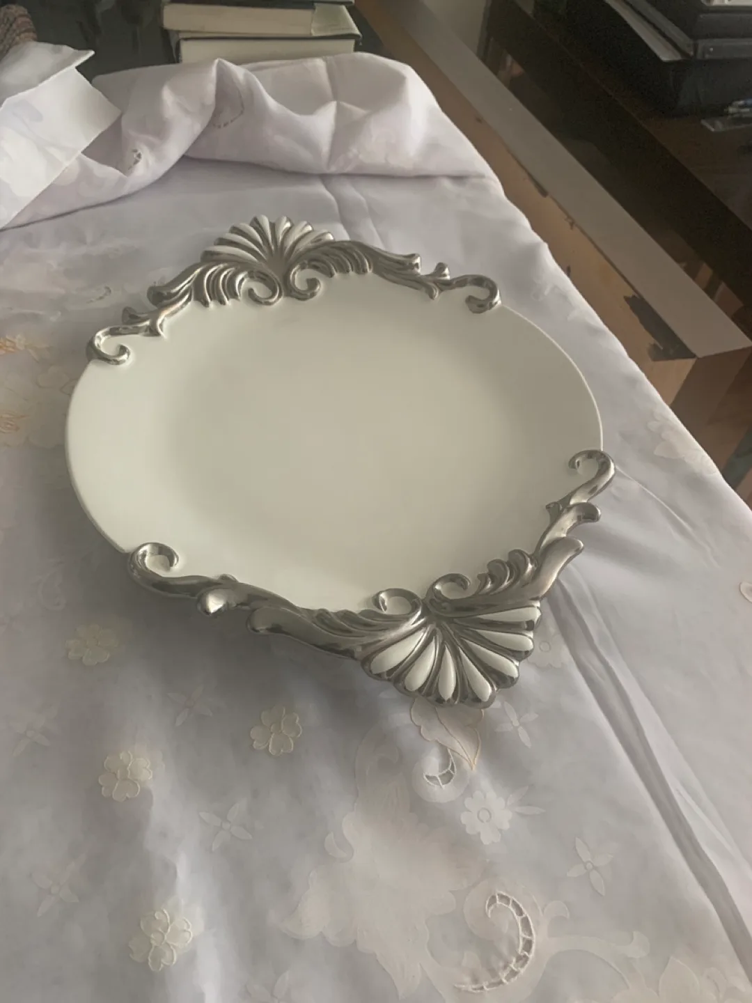 White & Silver Serving Platter thumbnail