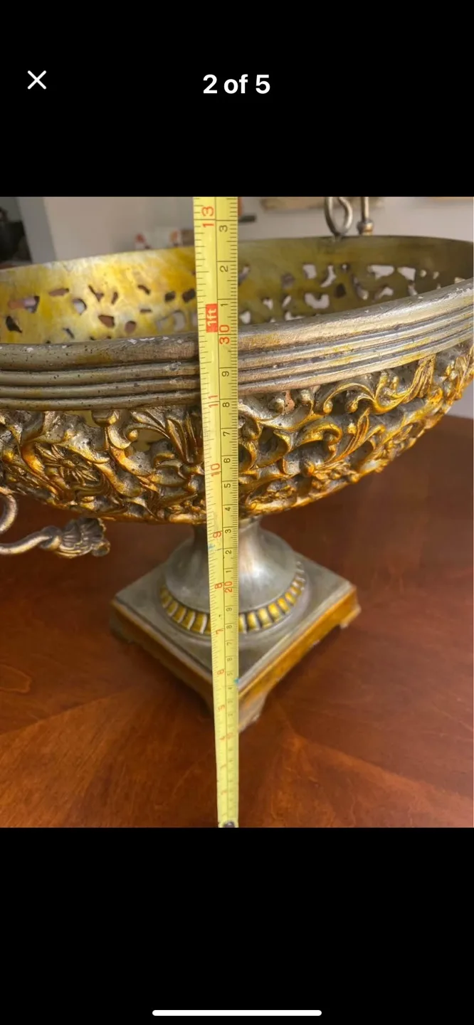 Ornate Gold and Silver Pedestal Bowl image indicator(4)
