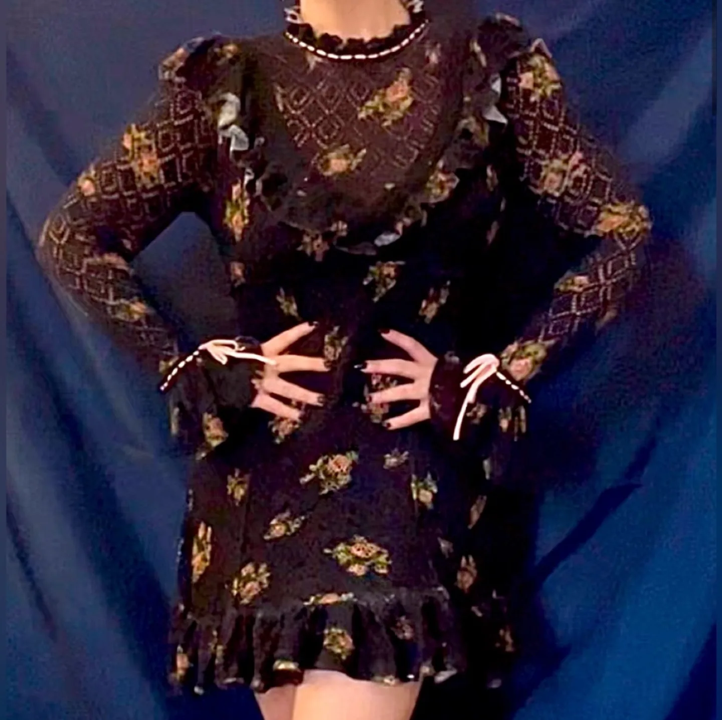 Free People Floral Mini Dress Size Large thumbnail