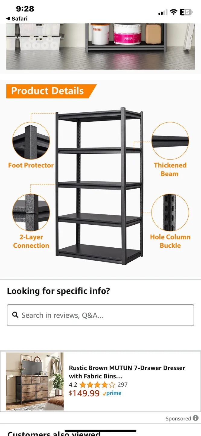 Heavy-duty 5-shelf metal rack image indicator(6)