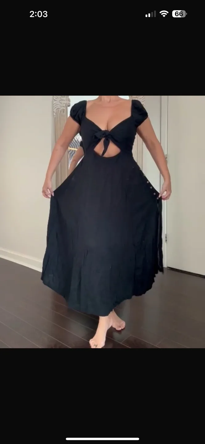 Free People Black Maxi Dress with Cutout Detail thumbnail