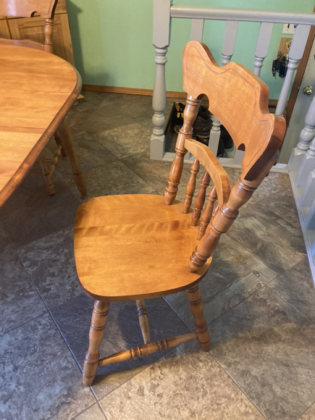 Oak Wooden Dining Table and Chairs Set - photo 3
