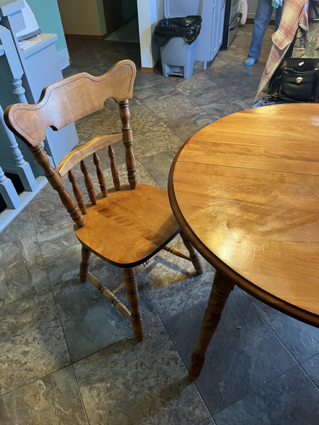Oak Wooden Dining Table and Chairs Set