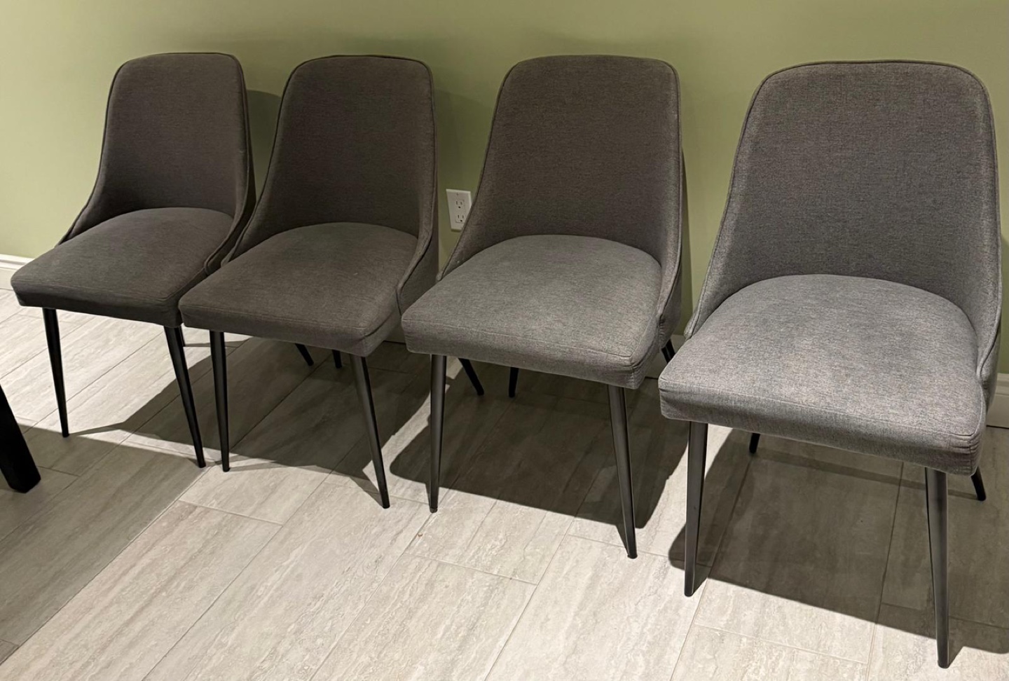 Four Grey Dining Chairs with Black Legs - photo 2
