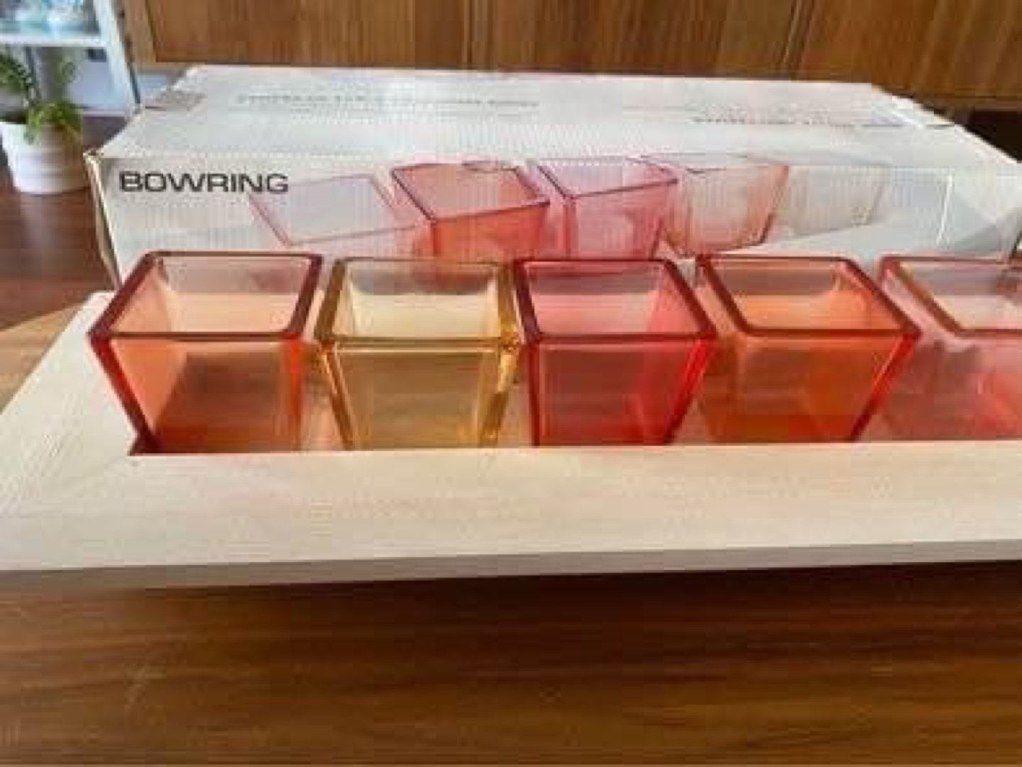 Bowring Coloured Glass Candle Holder Set