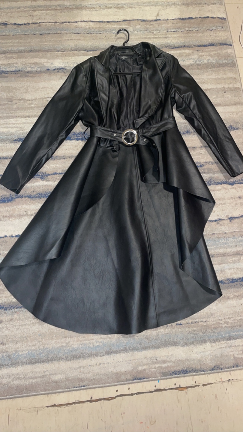 Black Faux Leather Asymmetrical Jacket