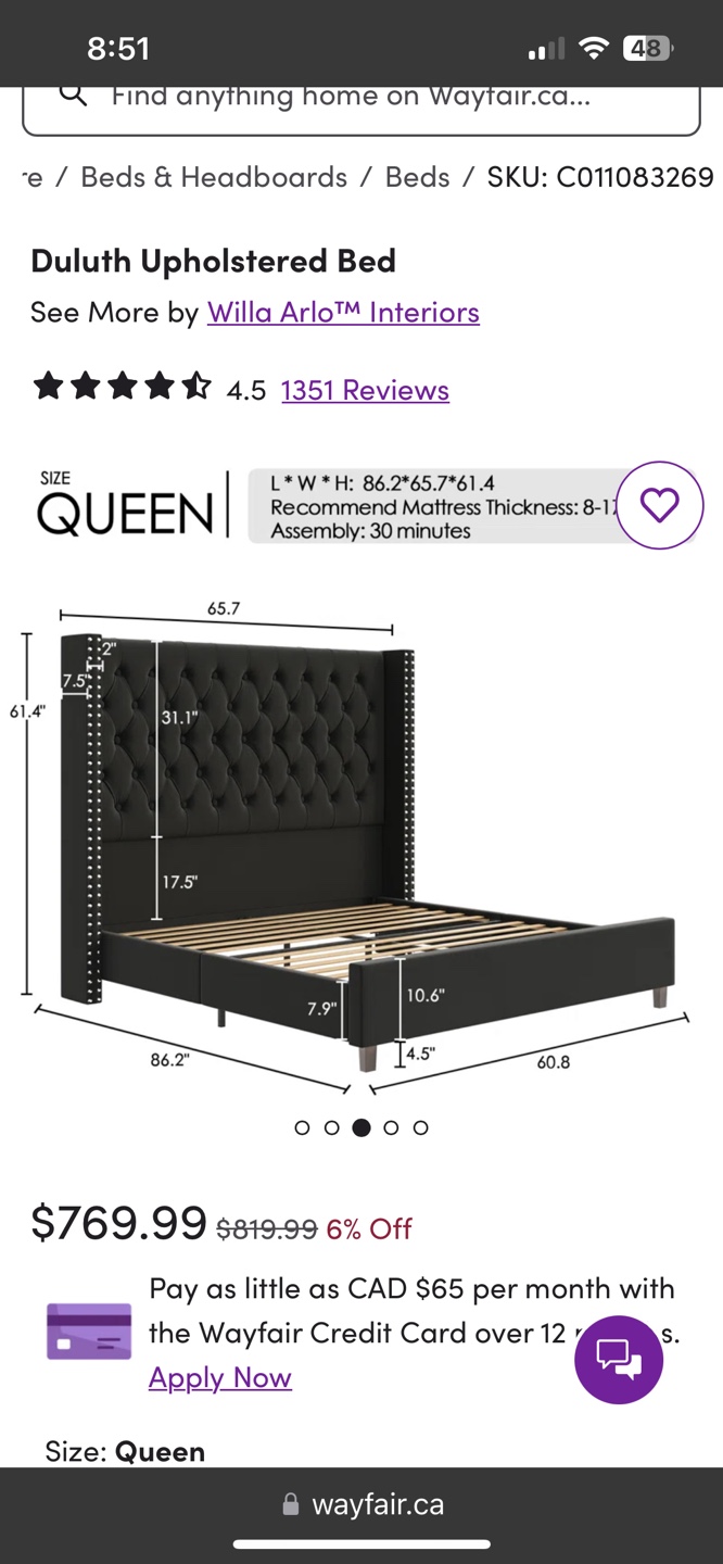 Queen Bed (Colour: Black) - photo 2