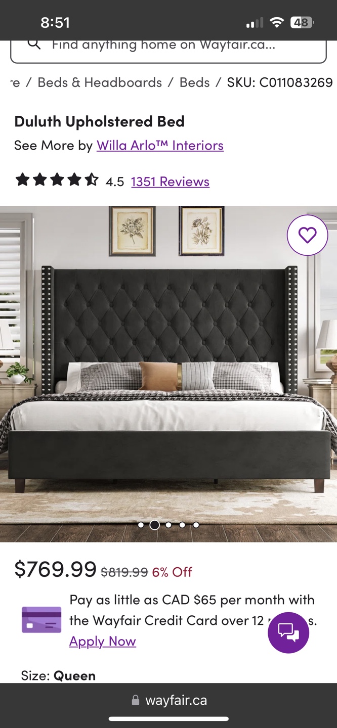 Queen Bed (Colour: Black)