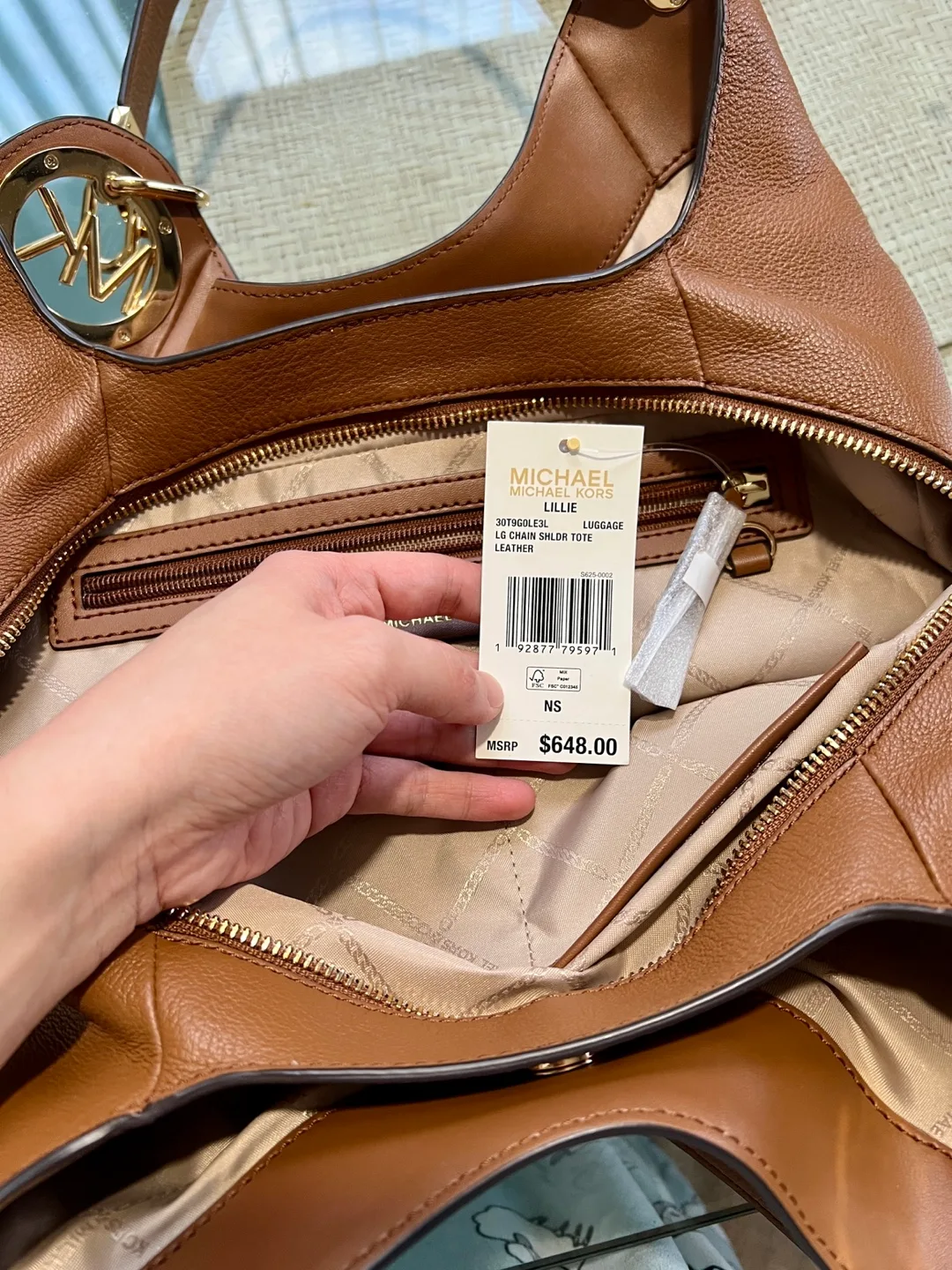 Michael Kors Lillie Large Chain Shoulder Bag (BROWN) image indicator(2)