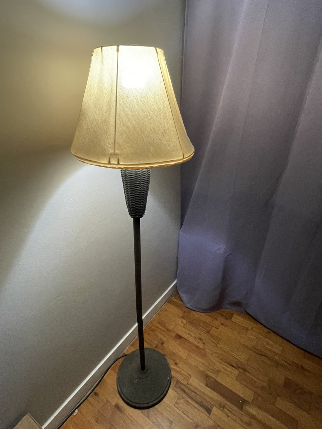 Vintage Floor Lamp with Beige Shade