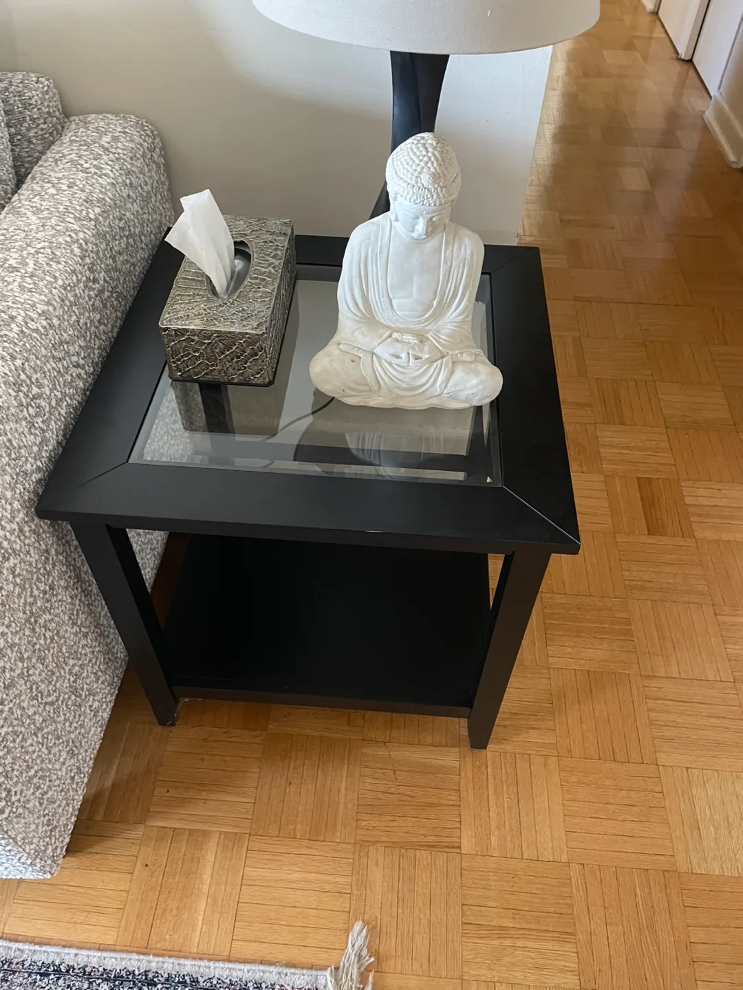 2 Black End Tables with Glass Top image indicator(3)
