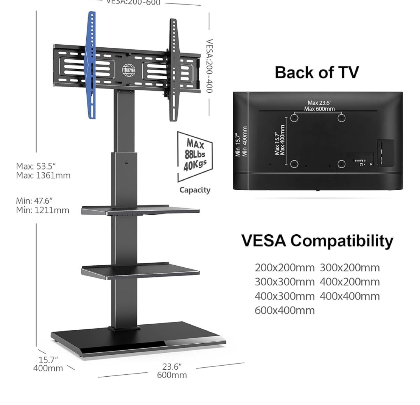 FITUEYES TV Stand for 32-75 inch TVs - photo 2
