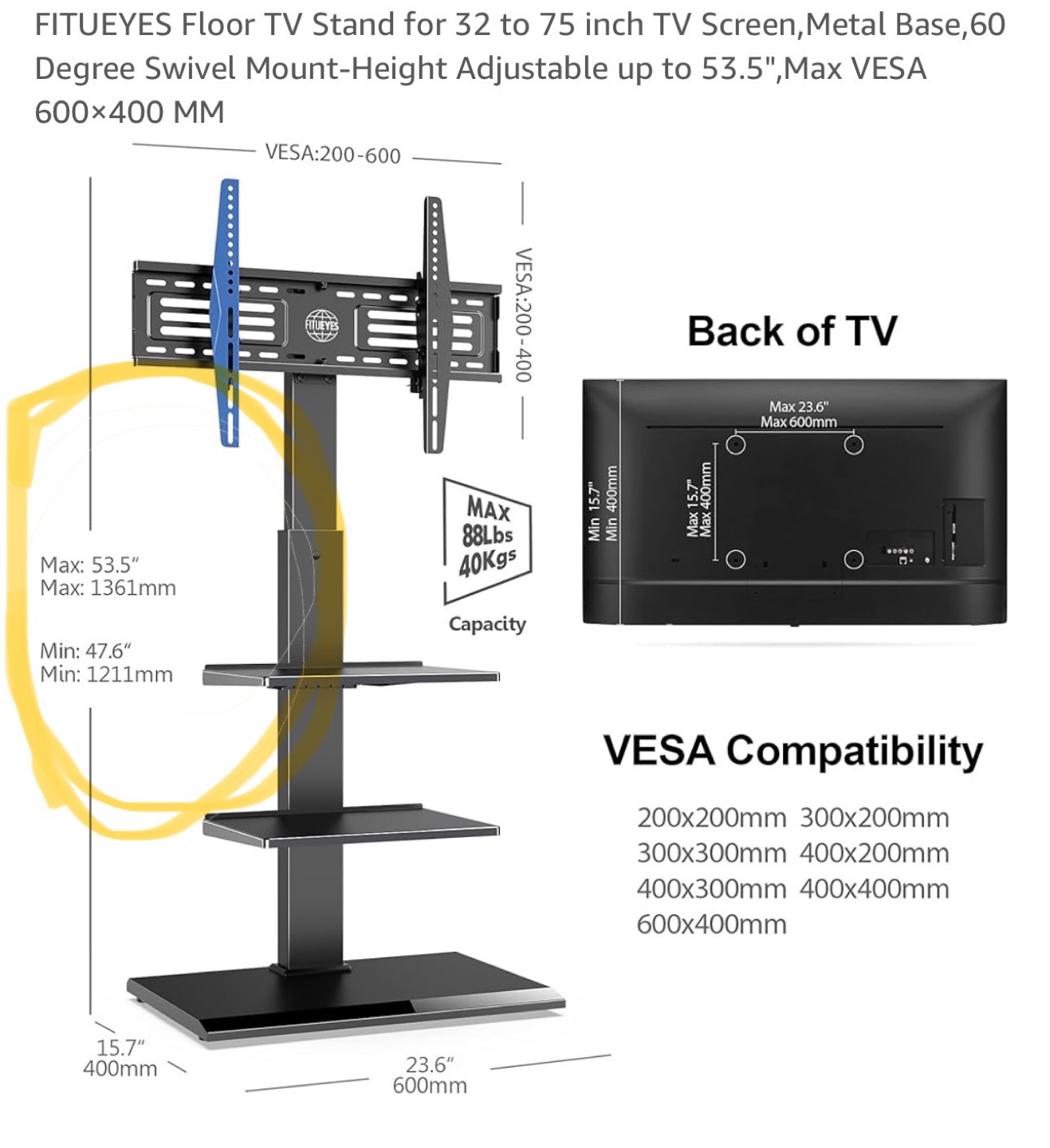 FITUEYES TV Stand for 32-75 inch TVs - photo 5