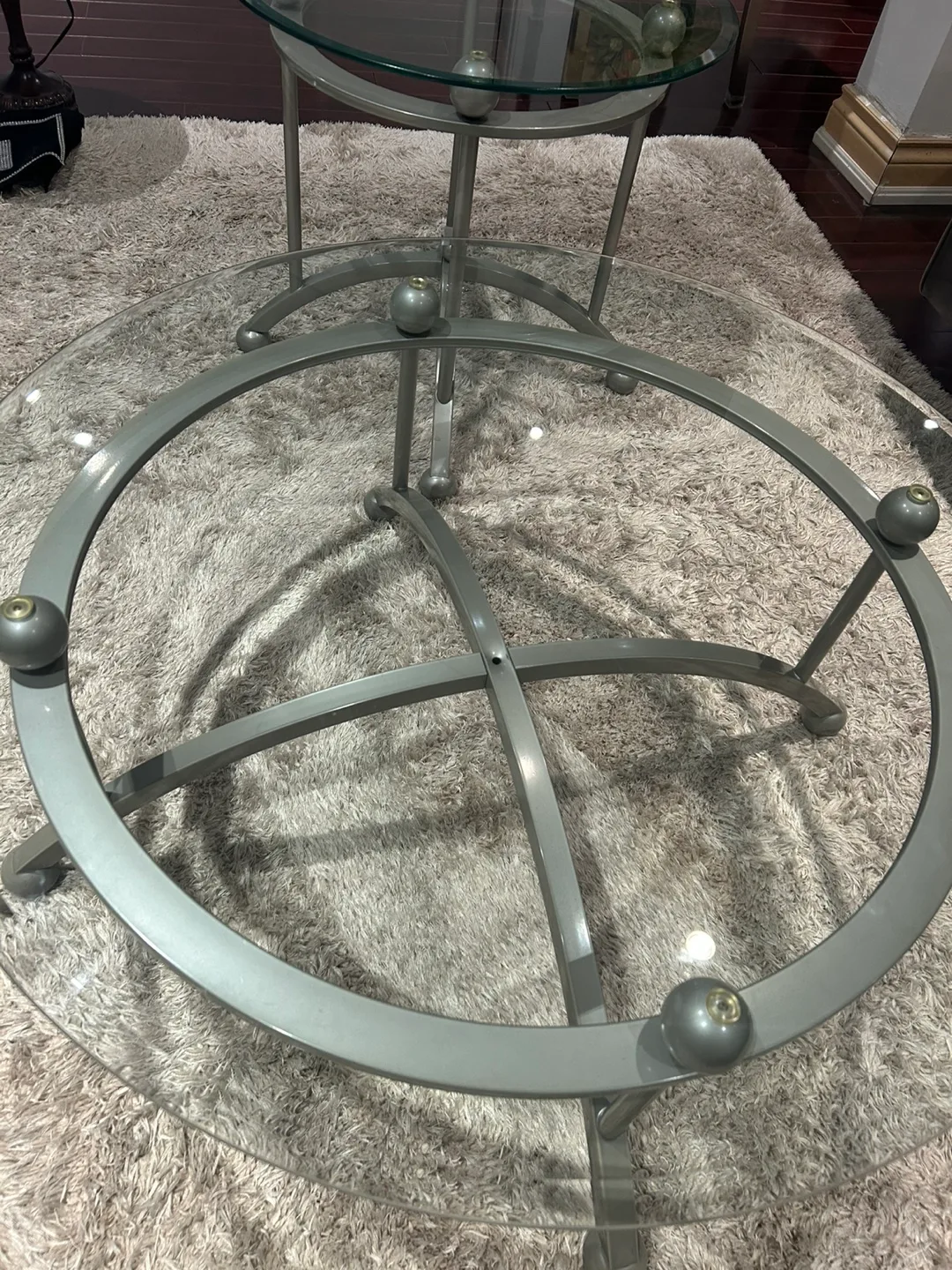 Nest of Tables - Glass Top & Metal Frame with side table image indicator(2)