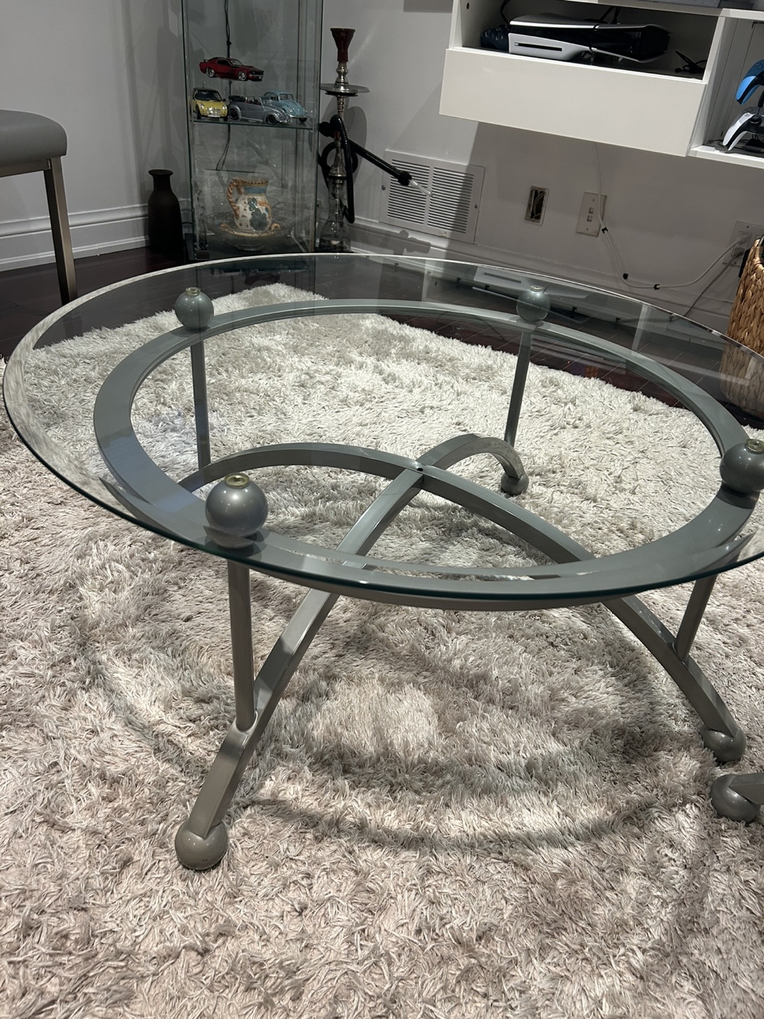 Nest of Tables - Glass Top & Metal Frame with side table