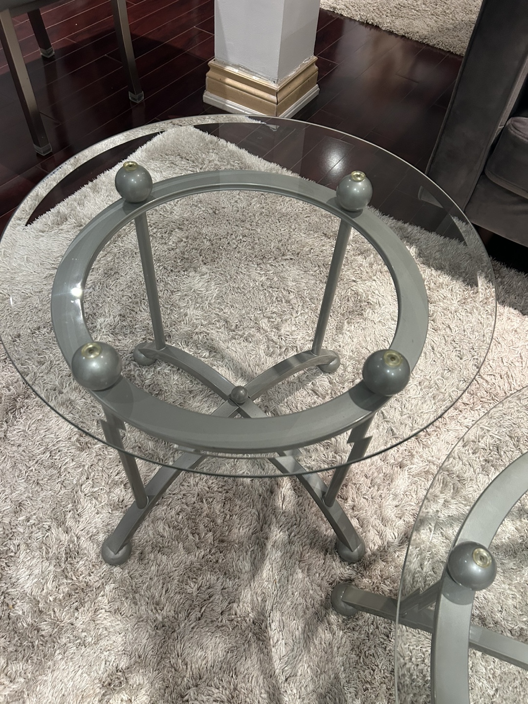Nest of Tables - Glass Top & Metal Frame with side table - photo 3