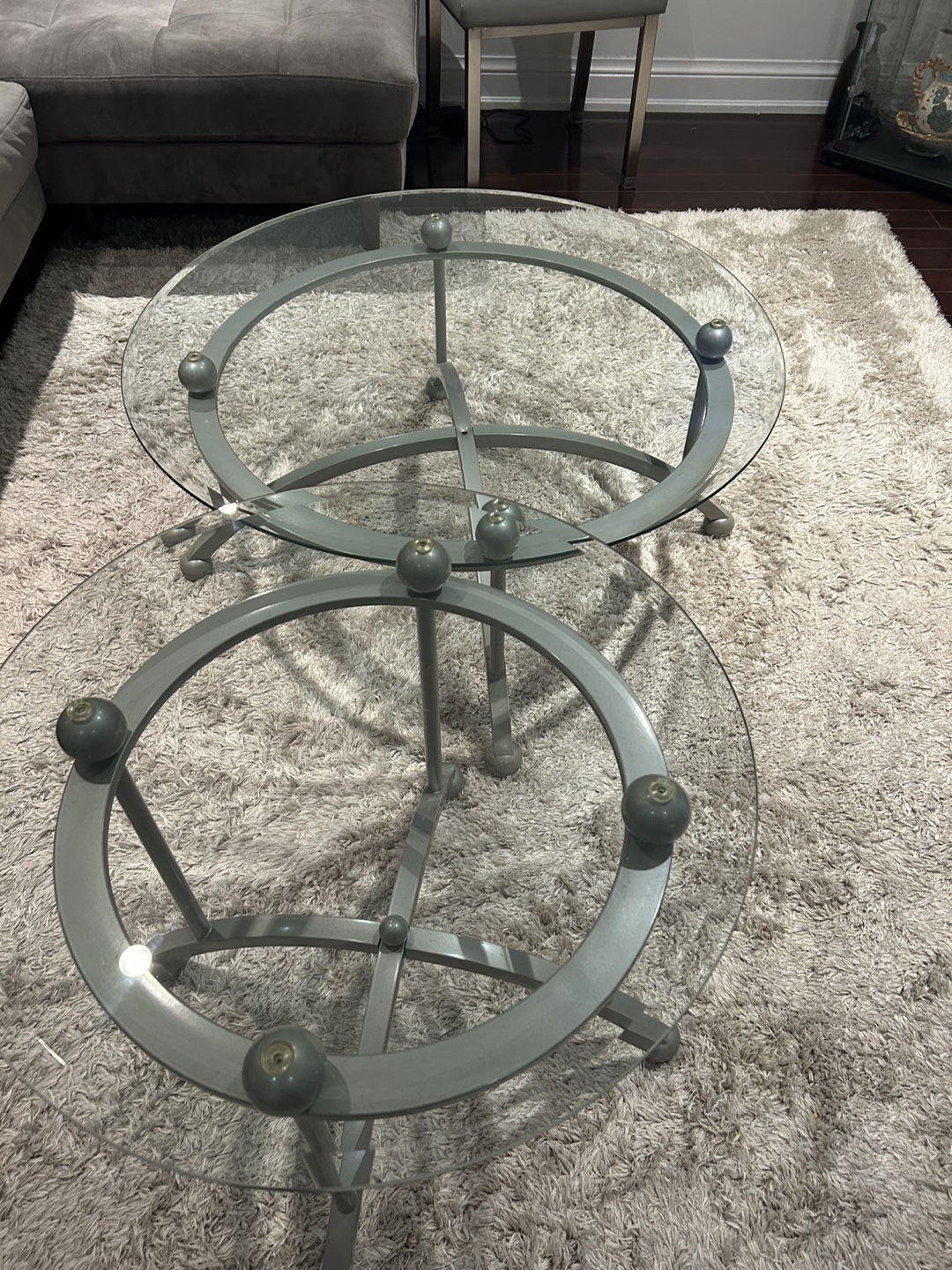 Nest of Tables - Glass Top & Metal Frame with side table - photo 4