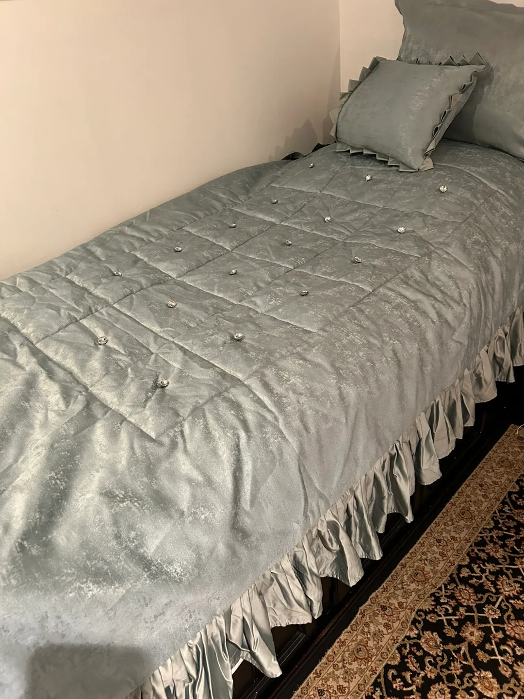 Elegant Light Teal Twin-Size Quilt Set custom made image indicator(2)