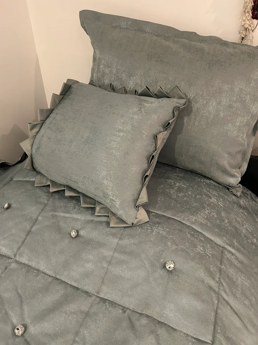 Elegant Light Teal Twin-Size Quilt Set custom made image indicator(3)