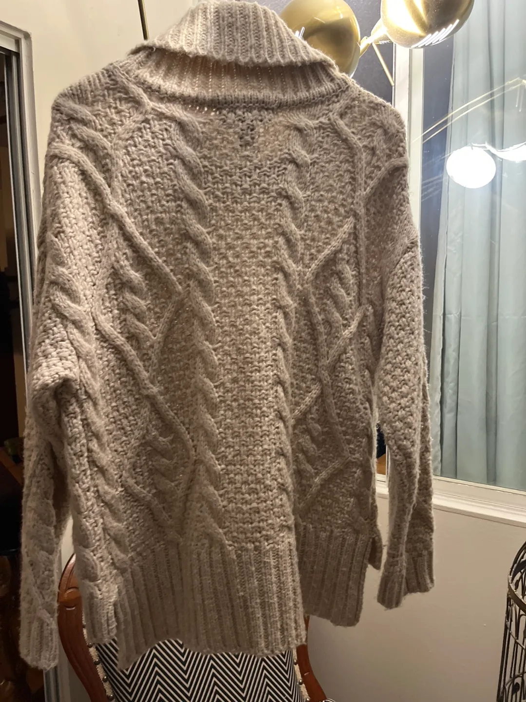 Forever 21 Beige Cable Knit Turtleneck Sweater - Size M image indicator(5)