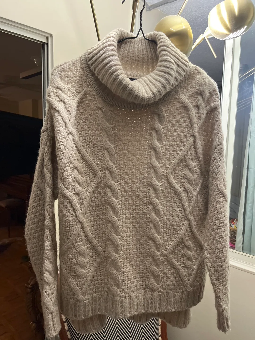 Forever 21 Beige Cable Knit Turtleneck Sweater - Size M image indicator(3)