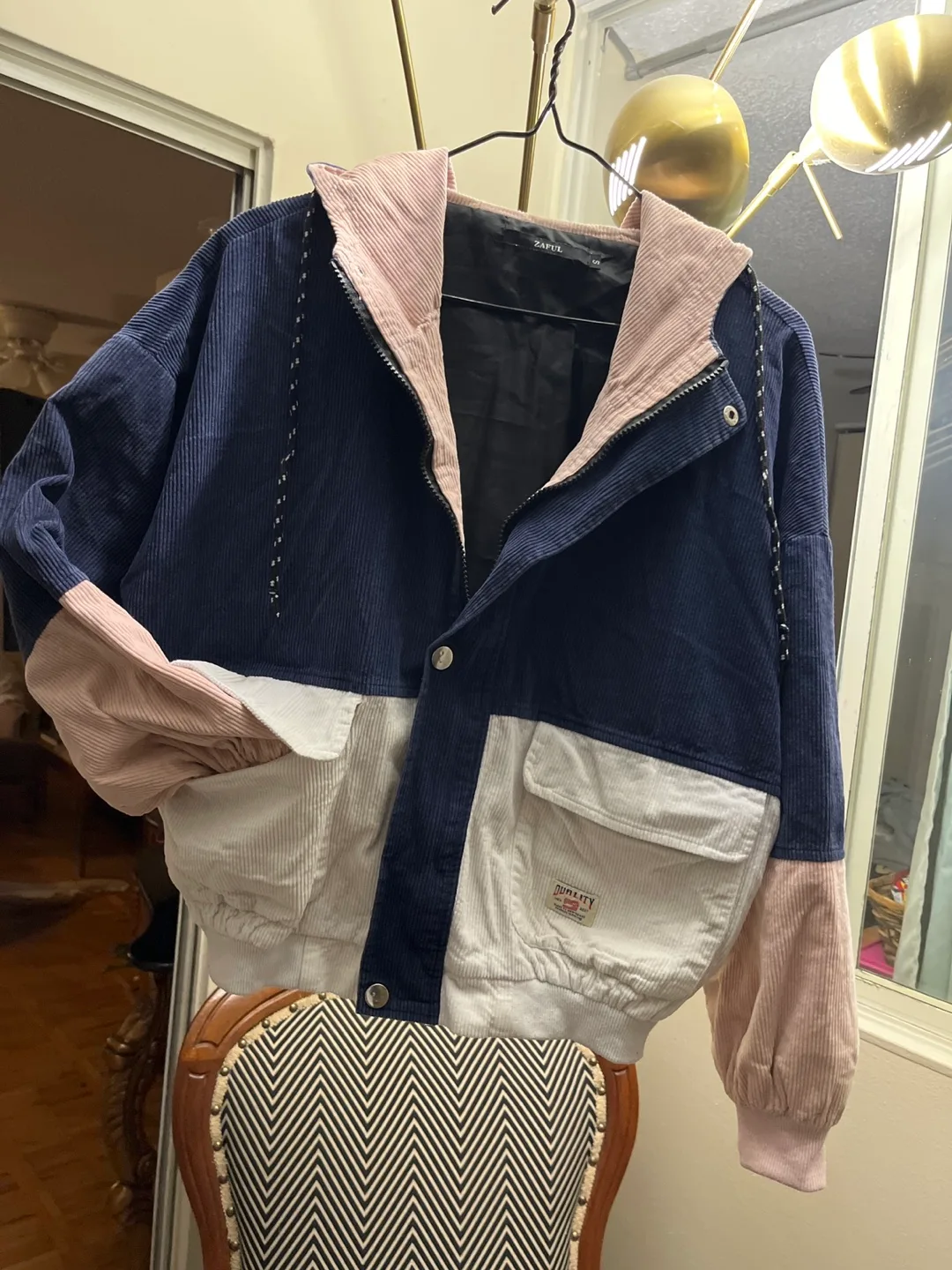 ZAful Colour Block Corduroy Jacket Size S image indicator(4)