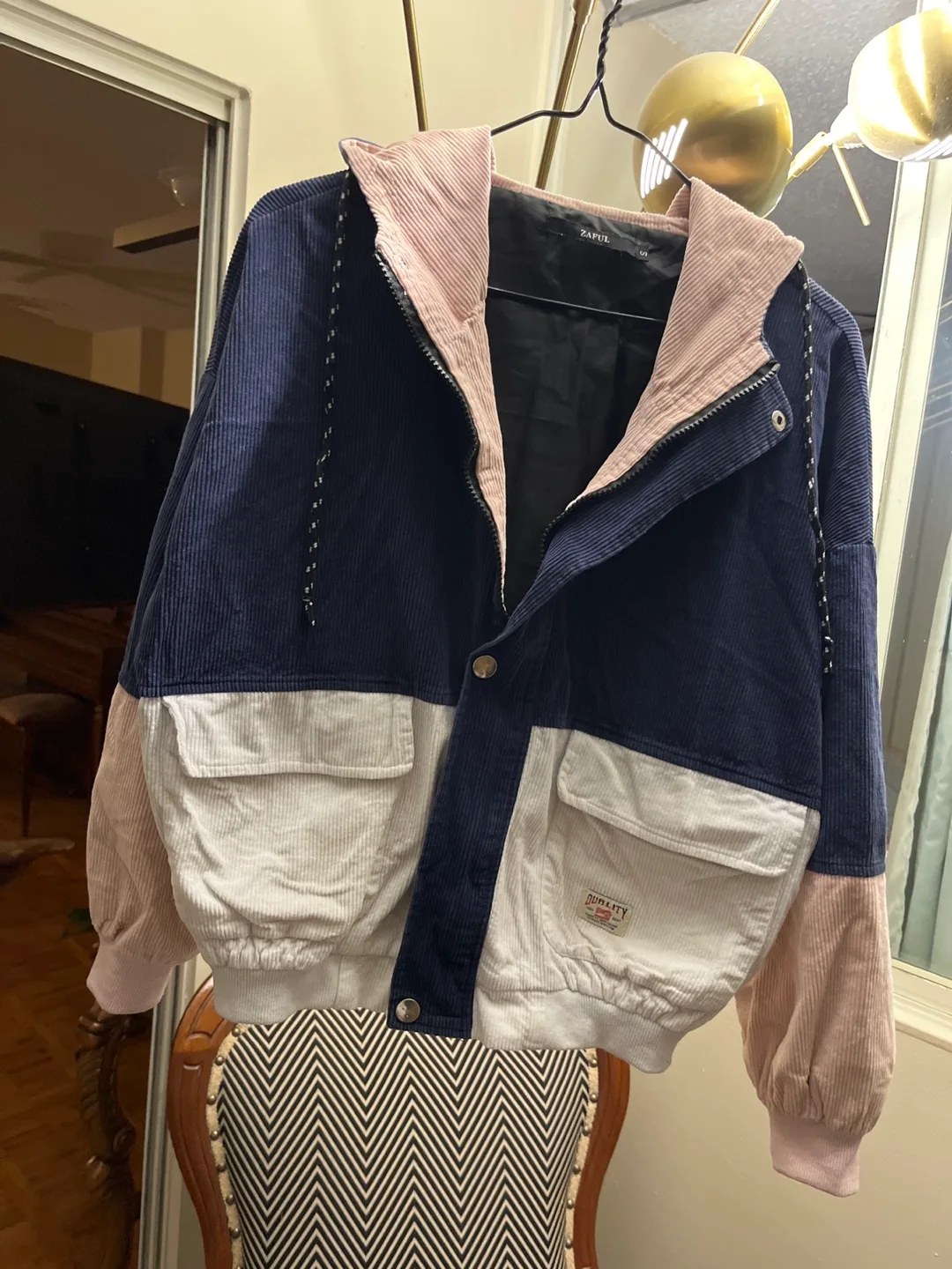 ZAful Colour Block Corduroy Jacket Size S image indicator(3)