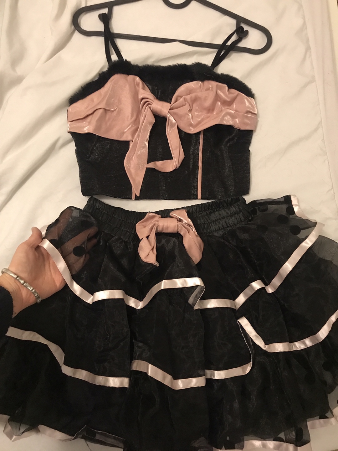 Adorable Black and Pink Two-Piece Outfit