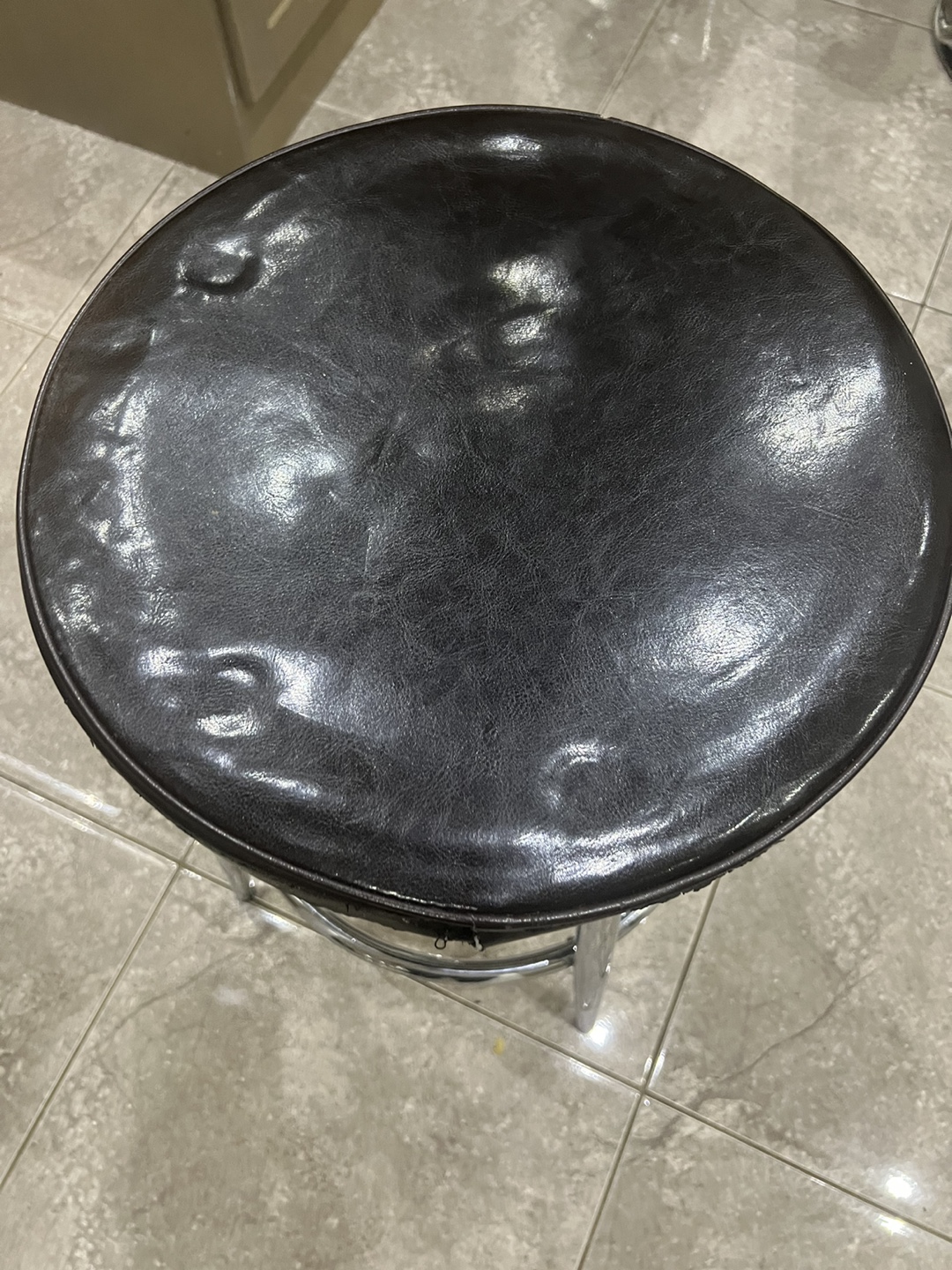 Chrome Kitchen Stool with Black Vinyl Seat - photo 3