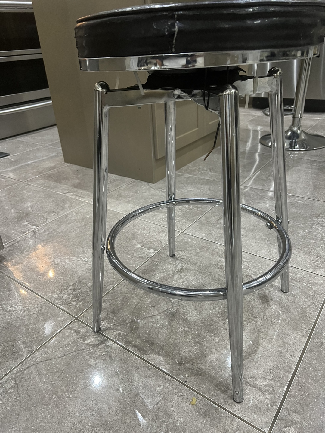 Chrome Kitchen Stool with Black Vinyl Seat - photo 5