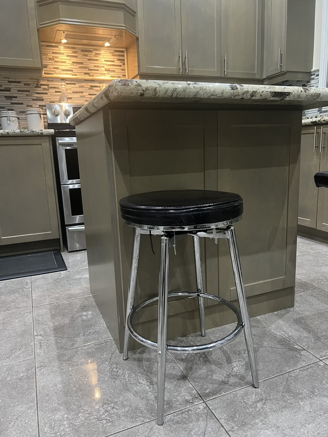 Chrome Kitchen Stool with Black Vinyl Seat