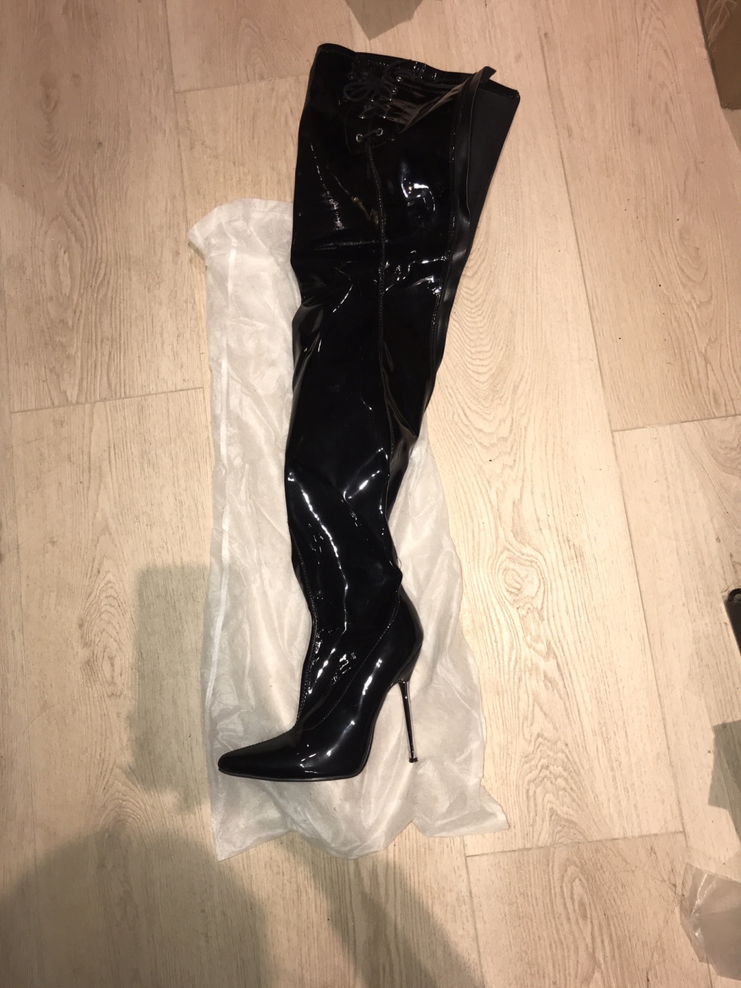 [New] Black Patent Leather Over-the-Knee Boots