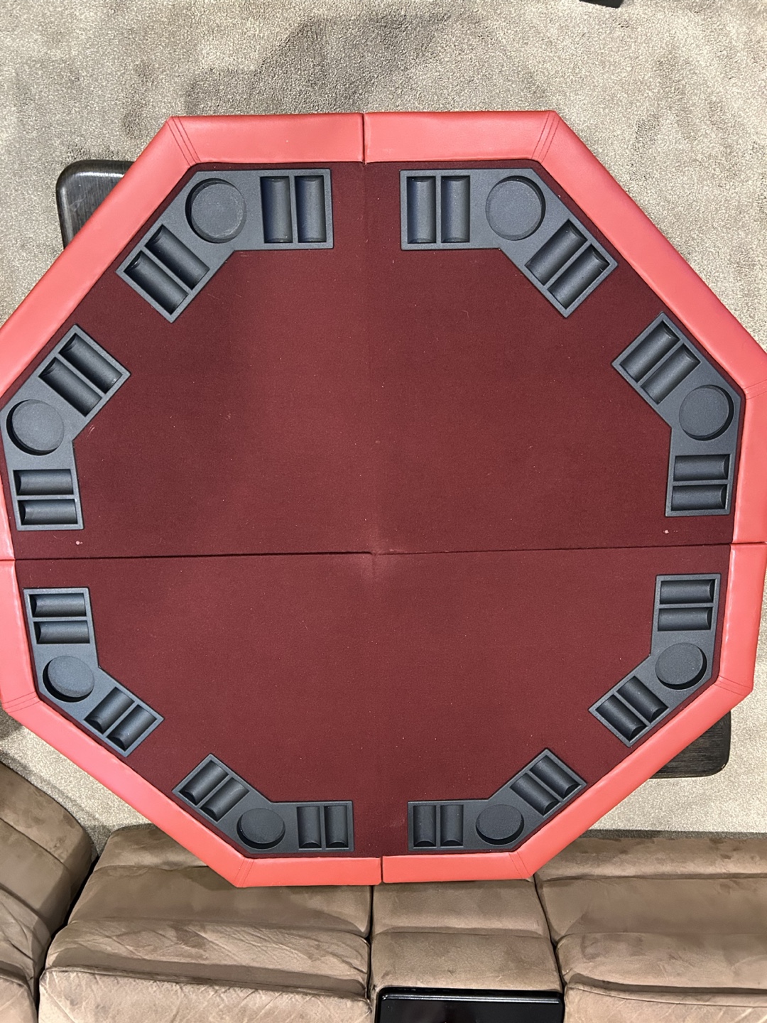 Octagonal Poker Table Top with Cup Holders