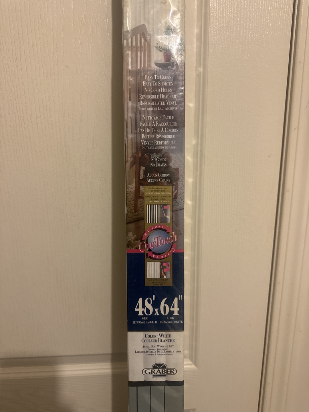 Graber OneTouch 48" x 64" White Vinyl Blinds