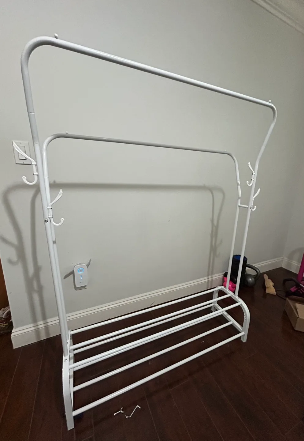White Metal Clothing Rack with Shoe Shelf image indicator(3)