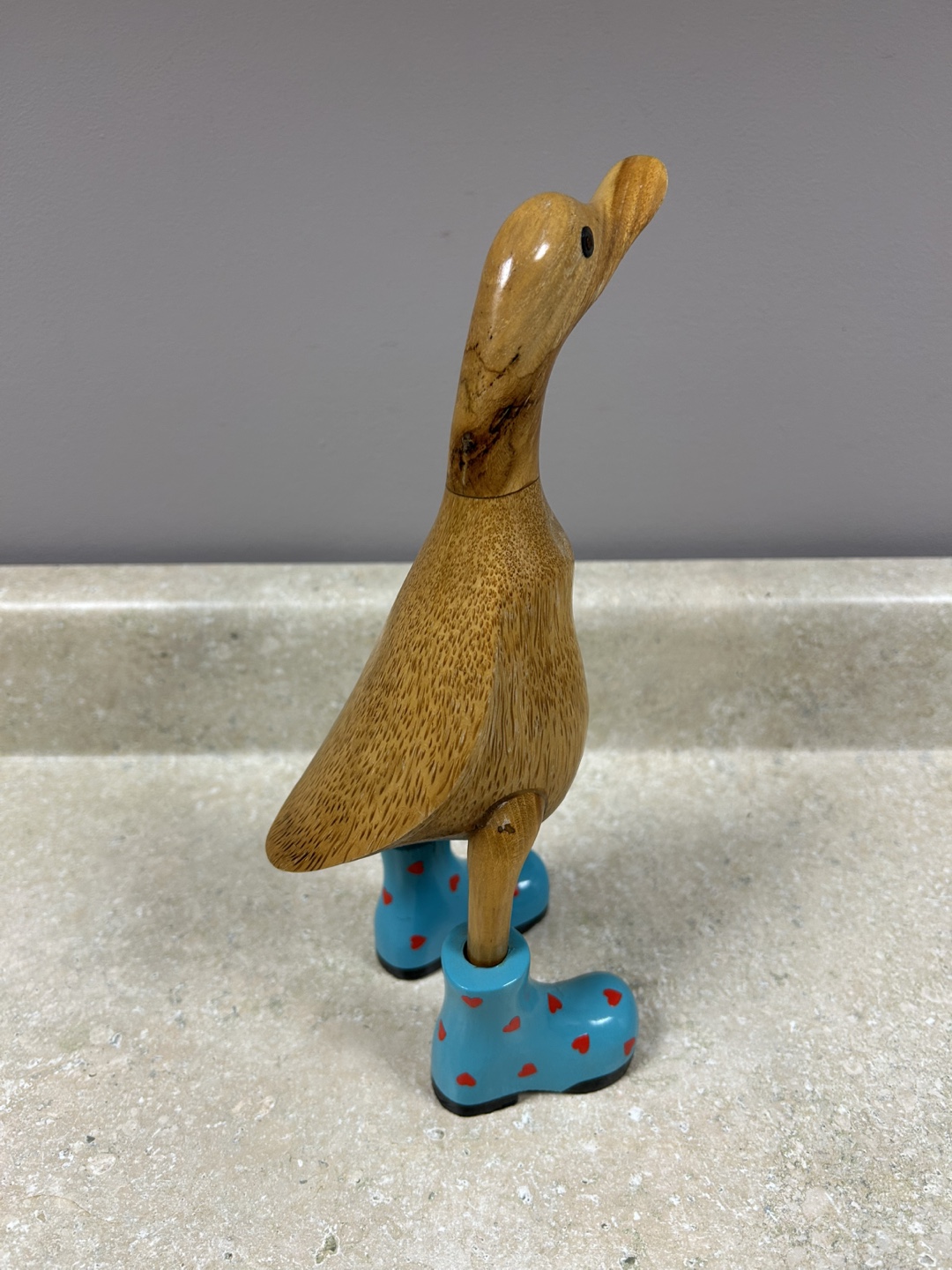 Adorable Wooden Duck Figurine in Blue Boots - photo 2