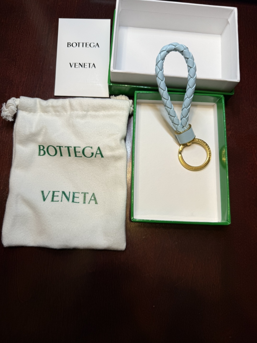 Bottega Veneta Light Blue Leather Keychain