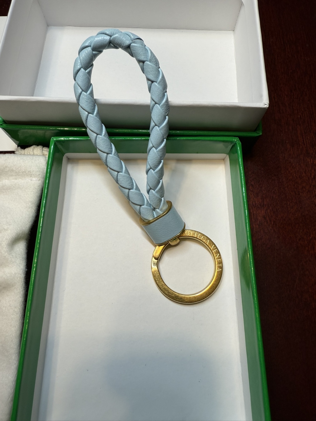 Bottega Veneta Light Blue Leather Keychain - photo 2