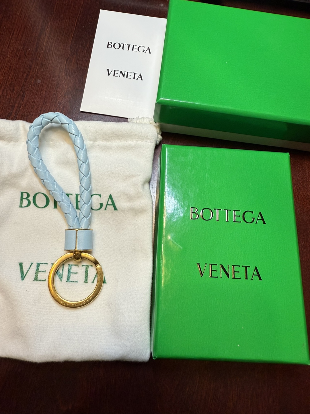 Bottega Veneta Light Blue Leather Keychain - photo 4